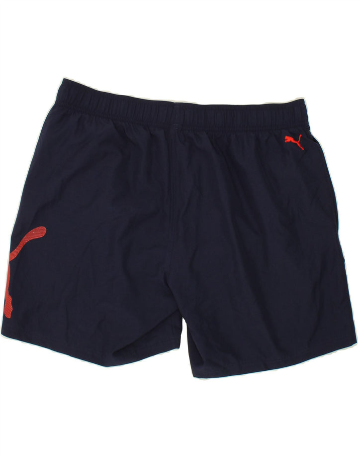 PUMA Mens Graphic Sport Shorts 2XL Navy Blue Polyester Vintage Puma and Second-Hand Puma from Messina Hembry 