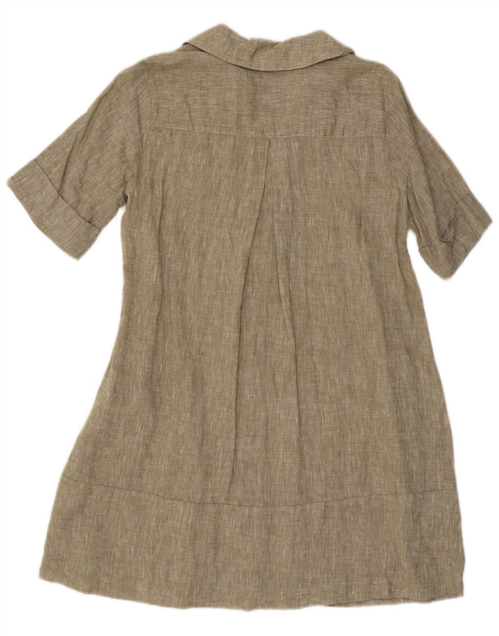 Abito a trapezio da donna Benetton UK 14 Lino kaki medio