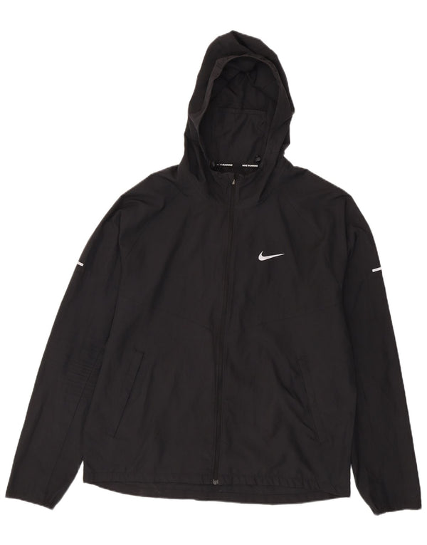 Giacca antipioggia con cappuccio NIKE da uomo UK 38 medio nero poliestere