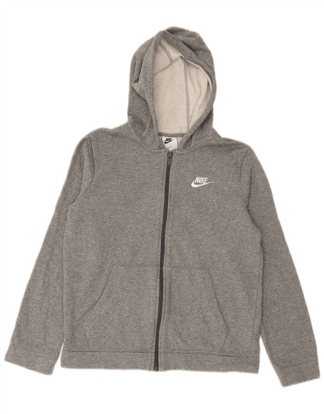 Maglione con cappuccio e zip NIKE per ragazzi 12-13 anni, grande in cotone grigio