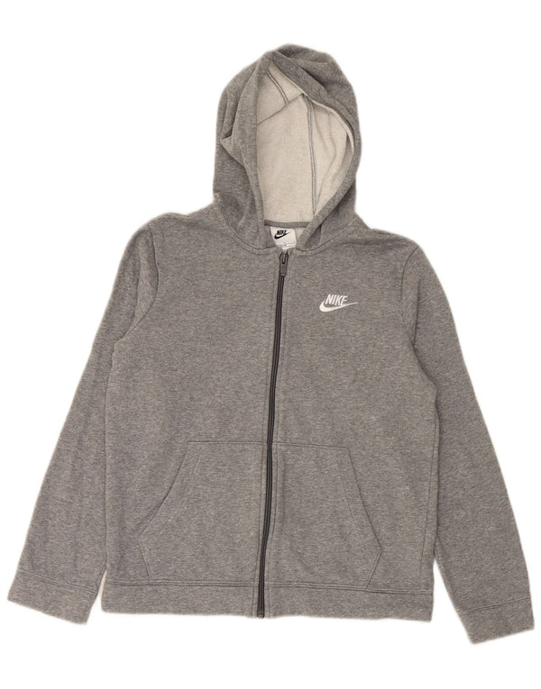 Maglione con cappuccio e zip NIKE per ragazzi 12-13 anni, grande in cotone grigio