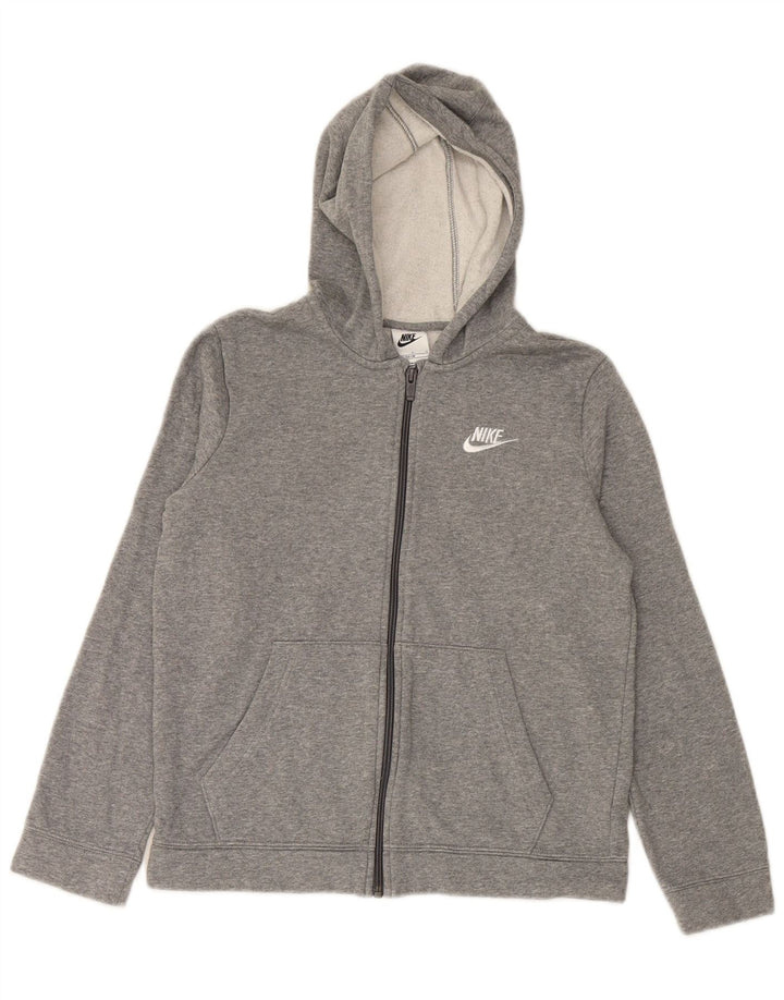 Maglione con cappuccio e zip NIKE per ragazzi 12-13 anni, grande in cotone grigio