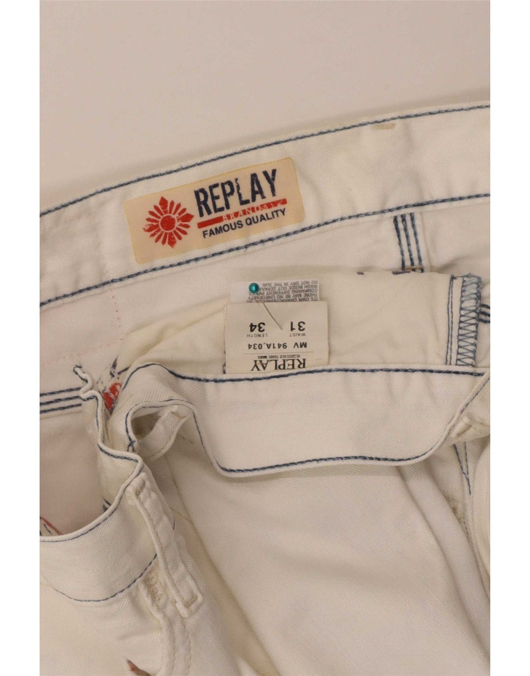 Jeans dritti da uomo Replay W31 L34 cotone bianco