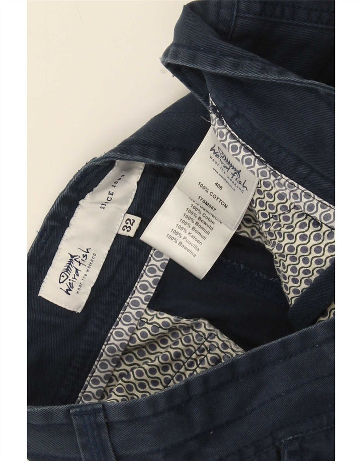 Pantaloncini cargo da uomo Weird Fish medi W32 in cotone blu navy