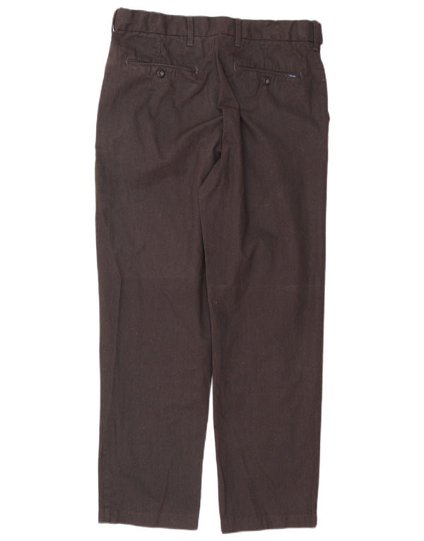 Pantaloni da abito regolari da uomo Marks & Spencer W32 L29 Cotone gessato marrone