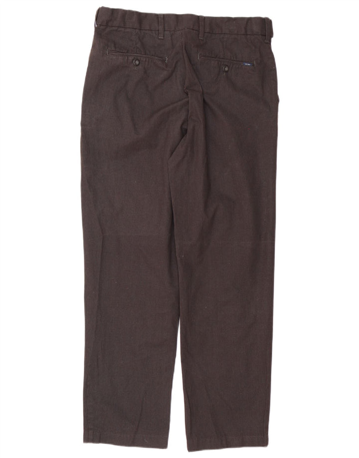 Pantaloni da abito regolari da uomo Marks & Spencer W32 L29 Cotone gessato marrone