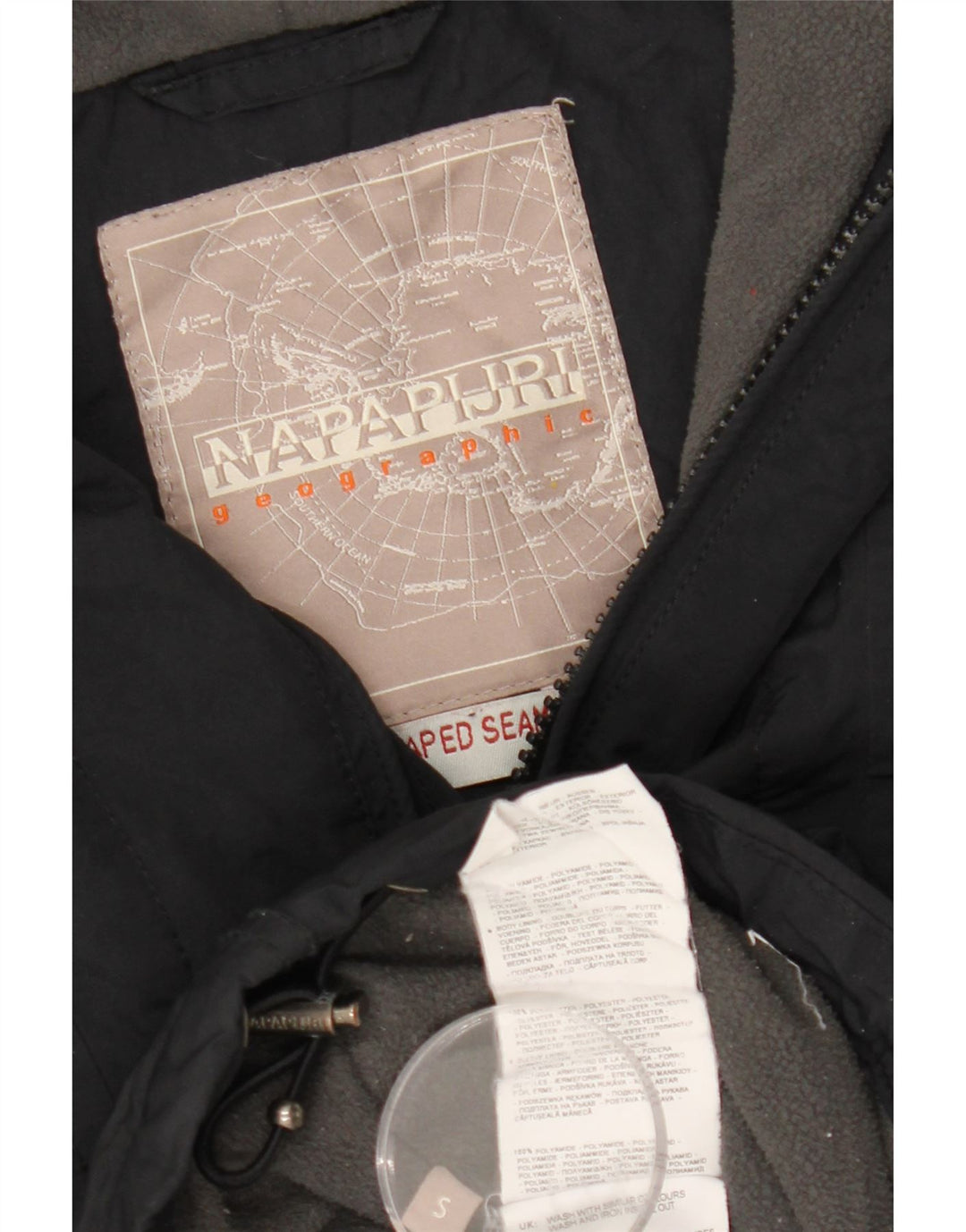 Giacca anorak con cappuccio grafico da uomo NAPAPIJRI UK 36 piccola poliestere nero