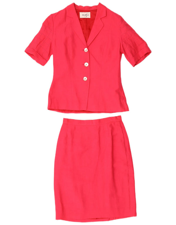Set gonna vintage da donna a 3 bottoni e 2 pezzi, UK 12, medio, W28, lino rosso