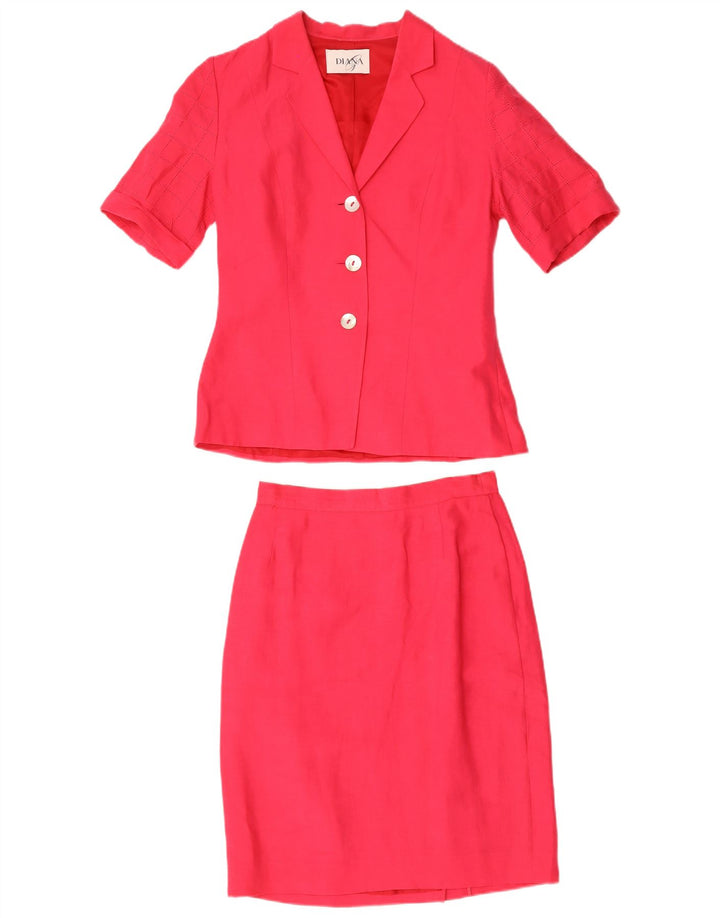 Set gonna vintage da donna a 3 bottoni e 2 pezzi, UK 12, medio, W28, lino rosso