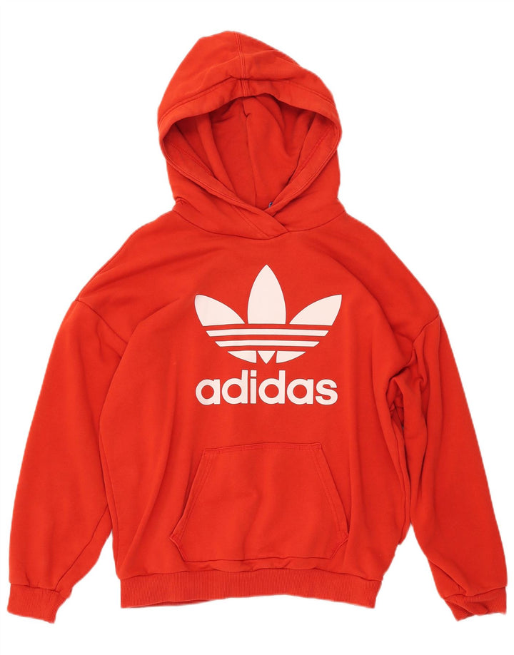 Maglione con cappuccio grafico oversize da donna ADIDAS UK 10 piccolo cotone arancione