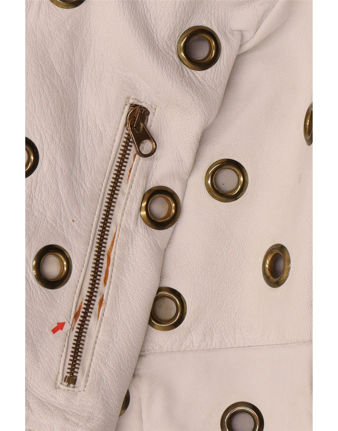Giacca in pelle corta da donna vintage UK 10 piccola pelle bianca