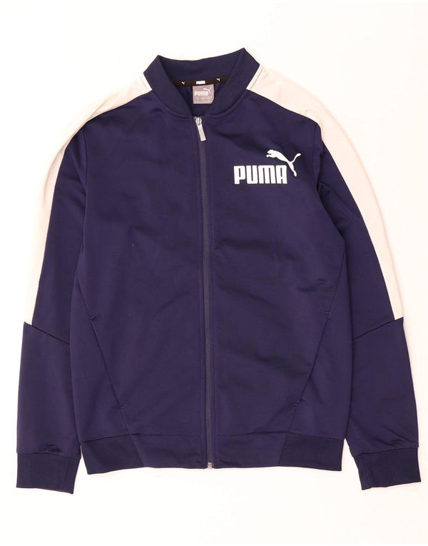 Giacca da ginnastica da uomo Puma Small in poliestere color block blu navy