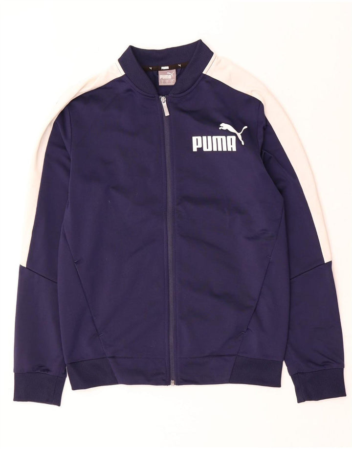 Giacca da ginnastica da uomo Puma Small in poliestere color block blu navy