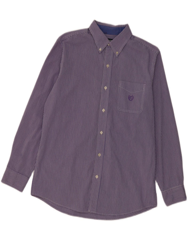 CHAPS Mens Shirt Medium Purple Gingham Cotton