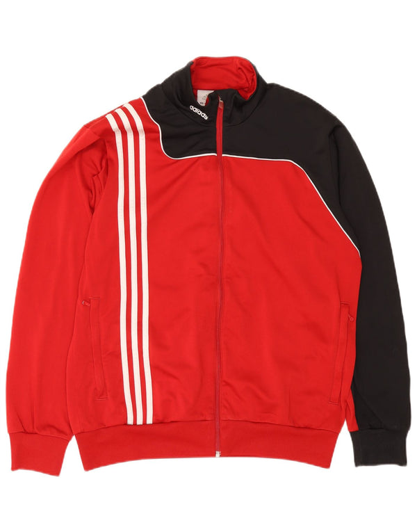 Giacca da tuta da uomo Adidas UK 38/40 Poliestere color block rosso medio