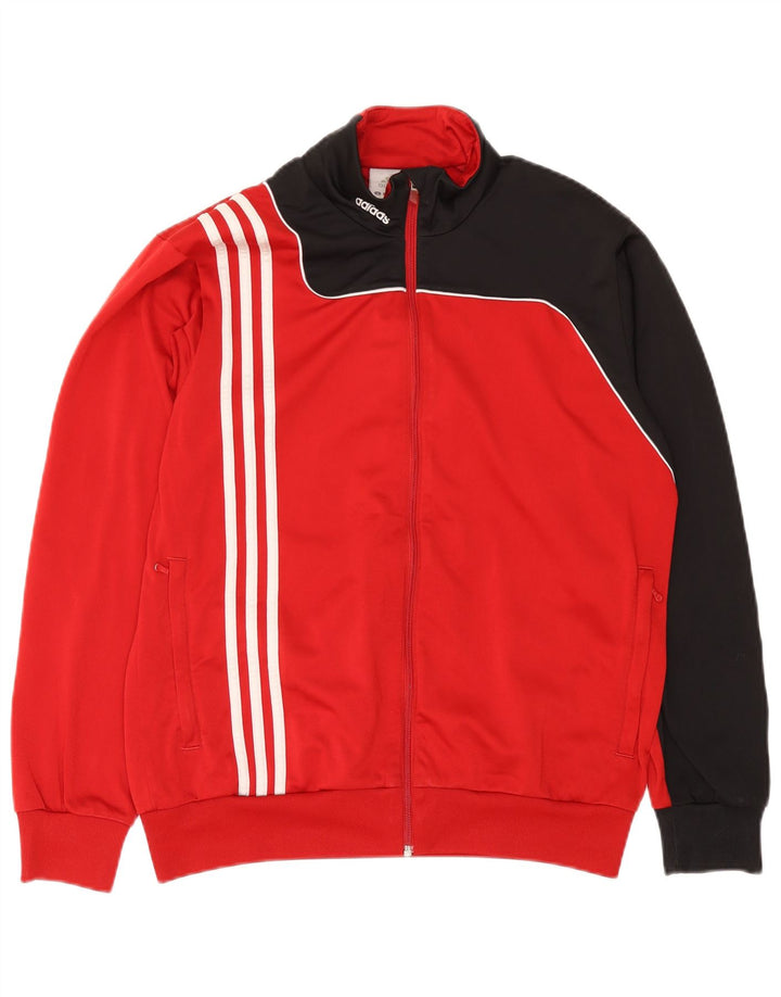 Giacca da tuta da uomo Adidas UK 38/40 Poliestere color block rosso medio