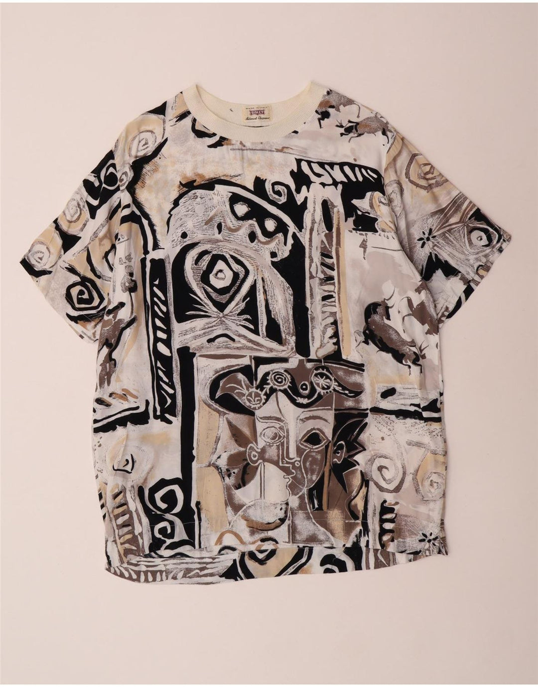 T-shirt grafica lunga da donna Sisley IT 44 Viscosa beige medio