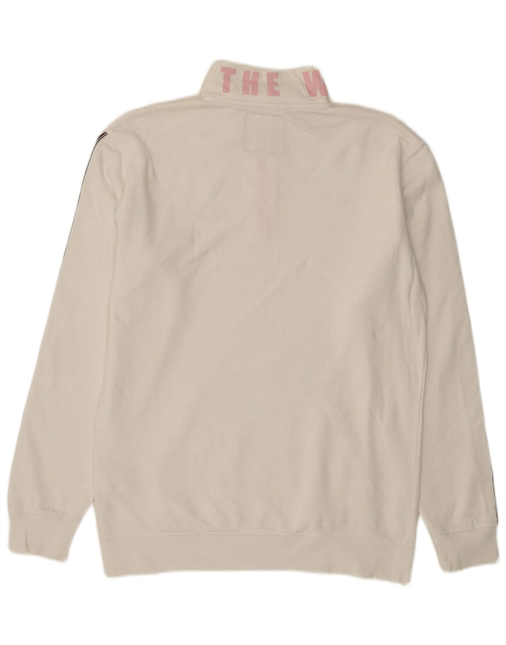 Felpa da uomo con collo con zip grafica VANS, maglione, cotone bianco medio