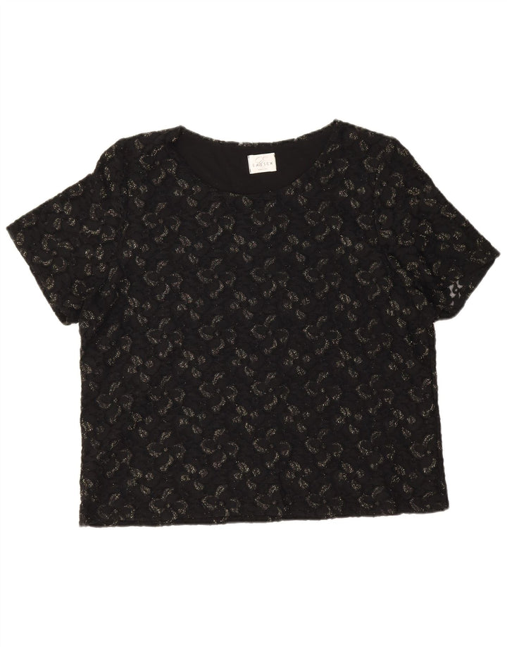 Camicetta da donna Eastex Top UK 16 Large Nero Floreale Poliammide