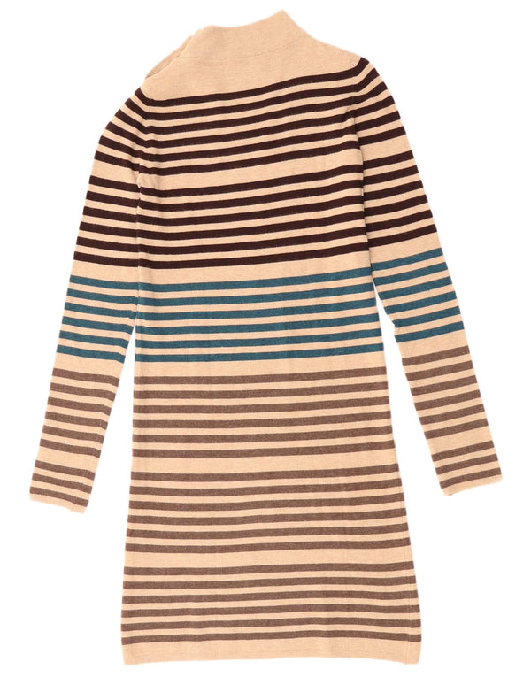 Abito maglione a maniche lunghe da donna KOOKAI US 0 XS a righe beige