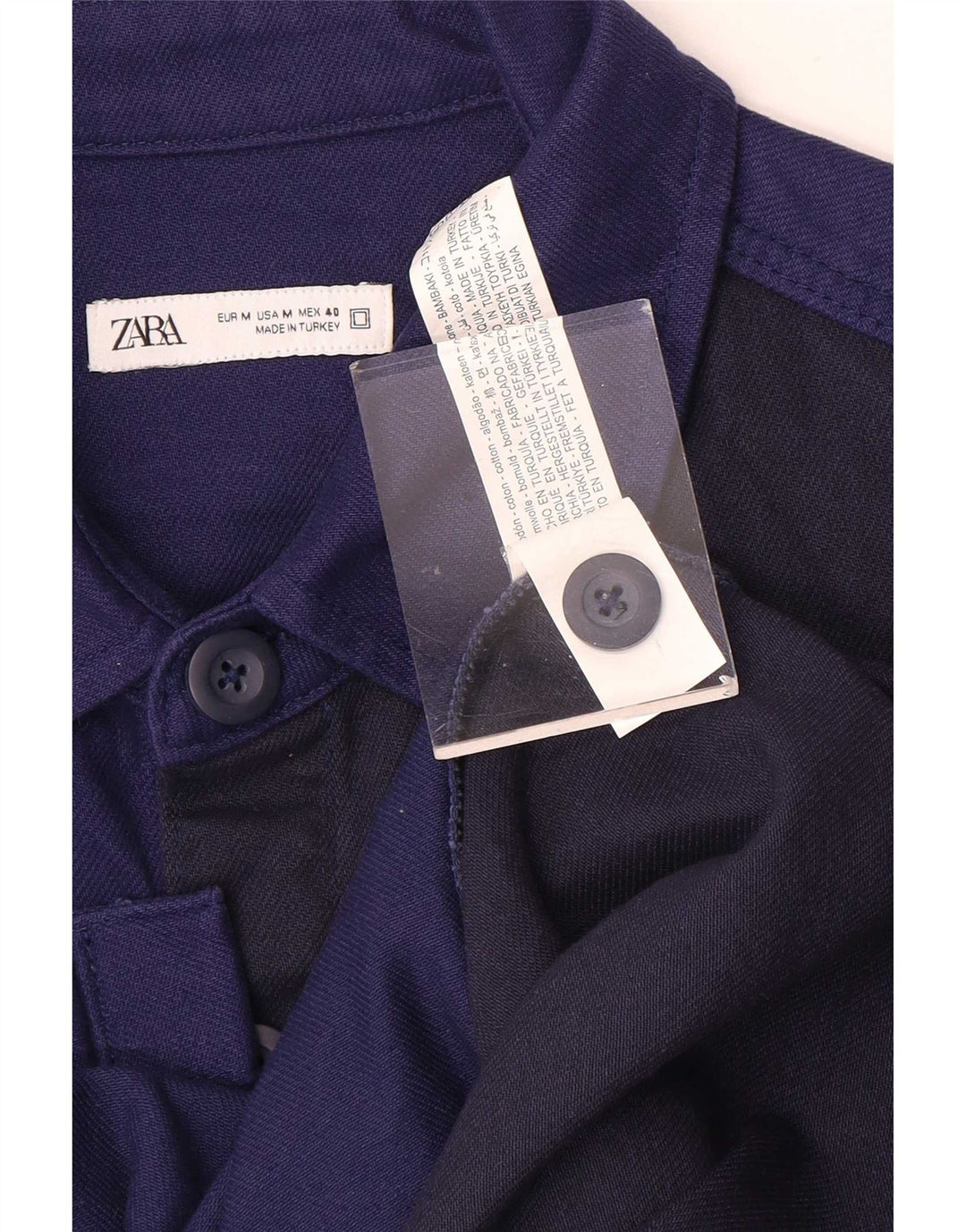 Camicia overshirt da uomo Zara in cotone color block medio blu navy
