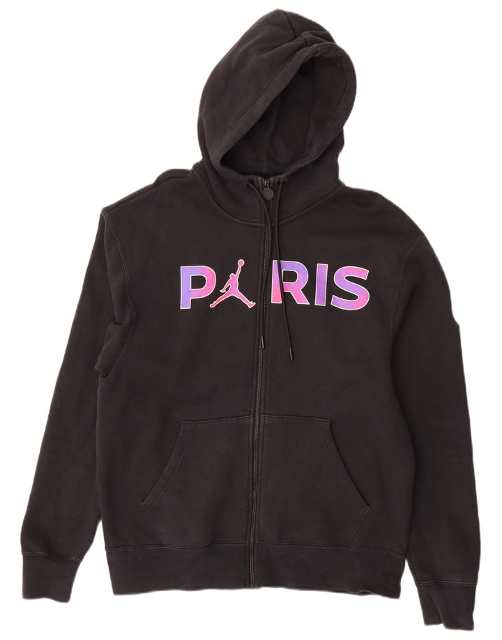 Felpa con cappuccio e zip con vestibilità standard grafica Jordan Paris da uomo, colore nero medio