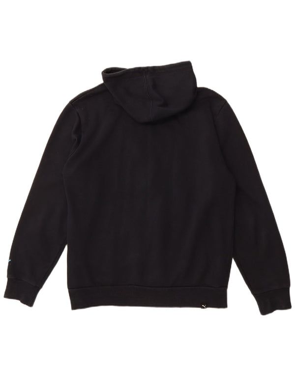 Felpa con cappuccio e zip grafica PUMA da uomo in cotone blu navy medio