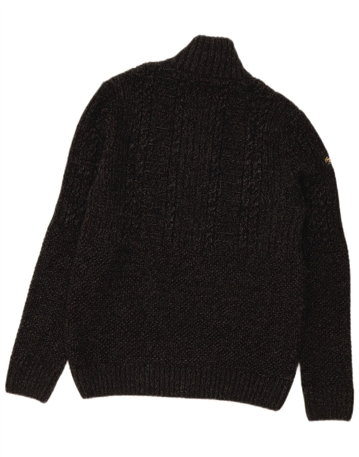 Maglione da uomo con collo con zip Superdry Acrilico chiazzato grigio medio
