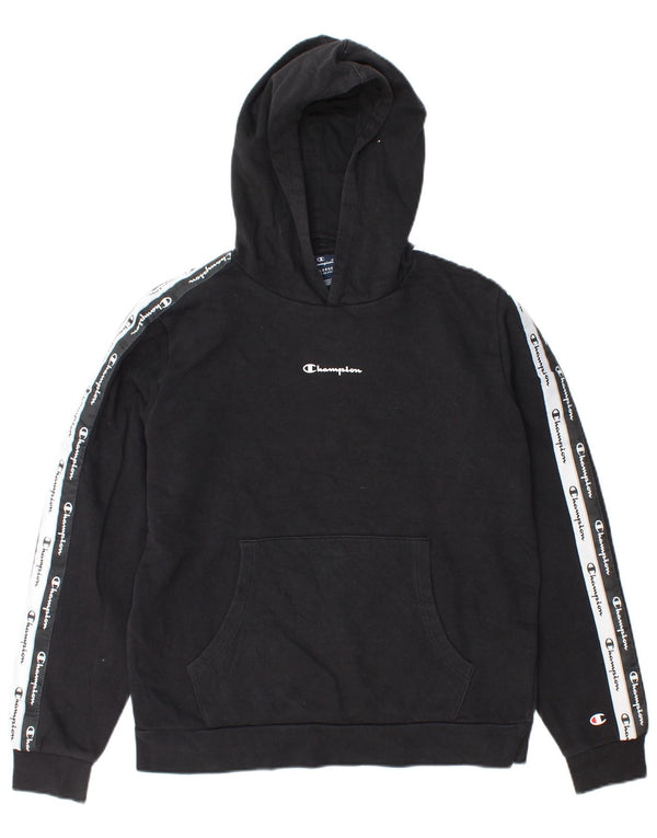 Felpa con cappuccio grafica Champion da ragazzo 15-16 anni 2XL Colorblock nero