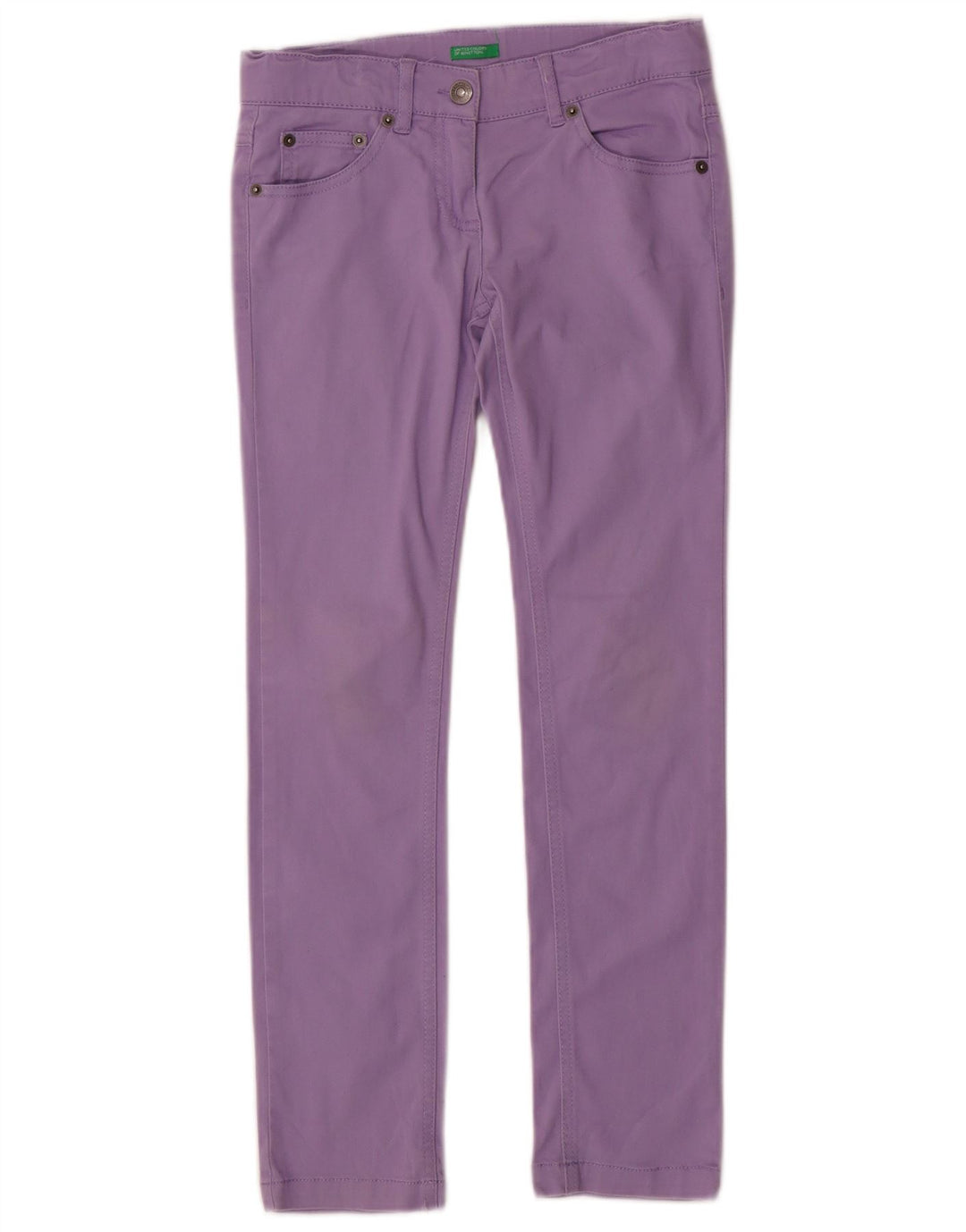 BENETTON Jeans Slim Bambina 8-9 Anni Large W26 L26 Cotone Viola