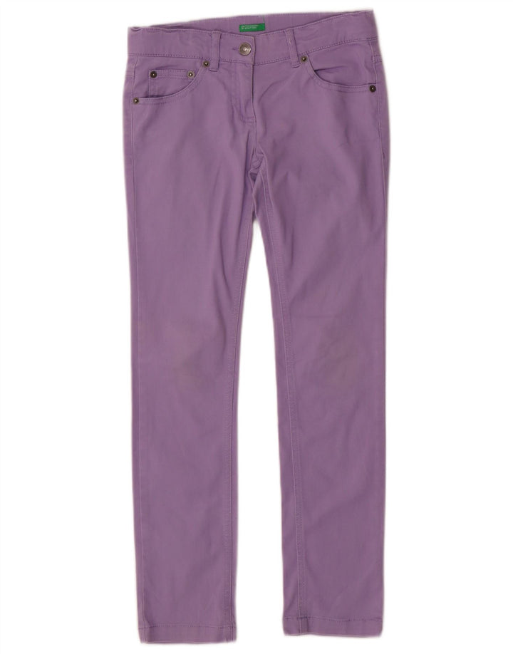 BENETTON Jeans Slim Bambina 8-9 Anni Large W26 L26 Cotone Viola
