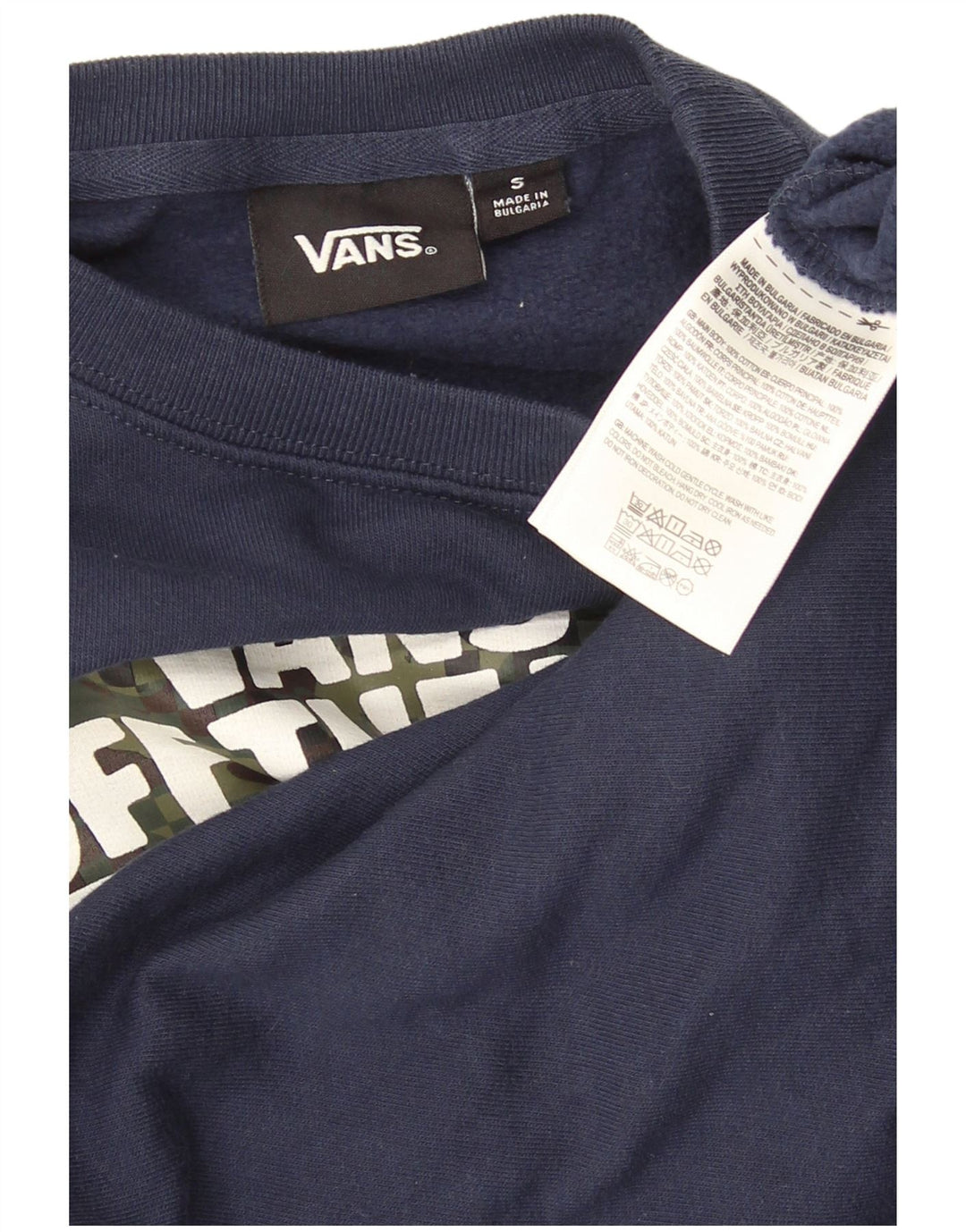 Felpa con grafica da bambino Vans, 7-8 anni, piccola, in cotone blu navy