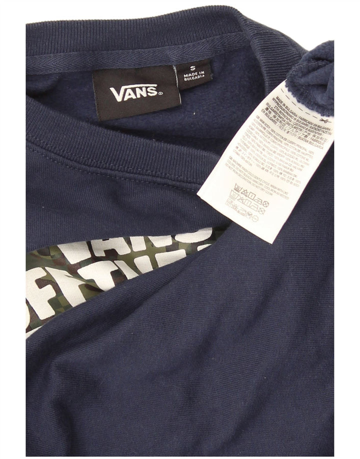 Felpa con grafica da bambino Vans, 7-8 anni, piccola, in cotone blu navy