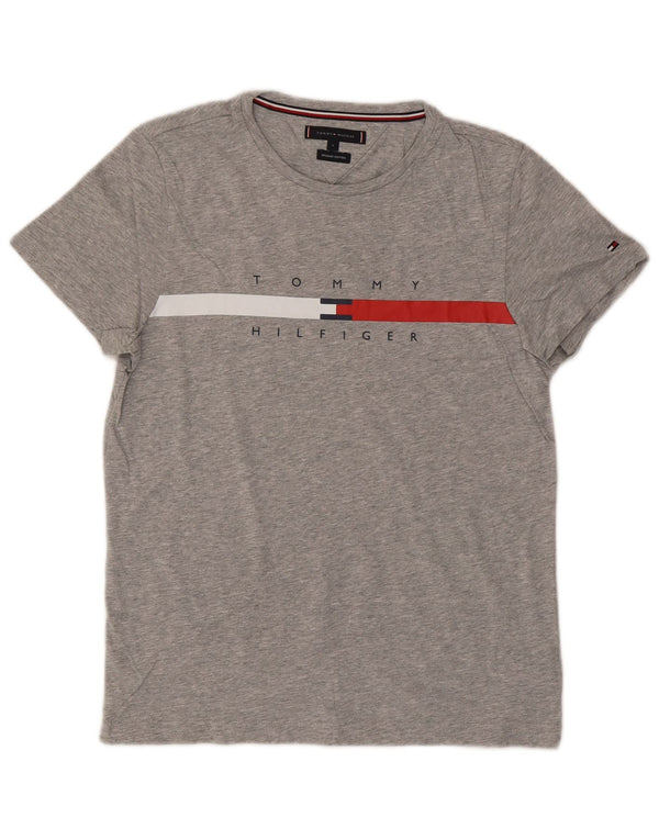 T-shirt grafica da uomo Tommy Hilfiger Top in cotone chiazzato grigio piccolo