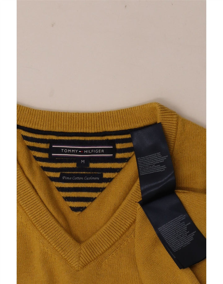 Maglione maglione con scollo a V da uomo Tommy Hilfiger in cotone giallo medio