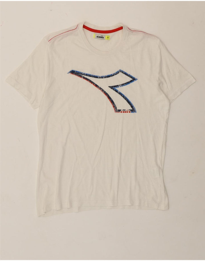 T-shirt grafica da uomo Diadora Top Small in cotone bianco