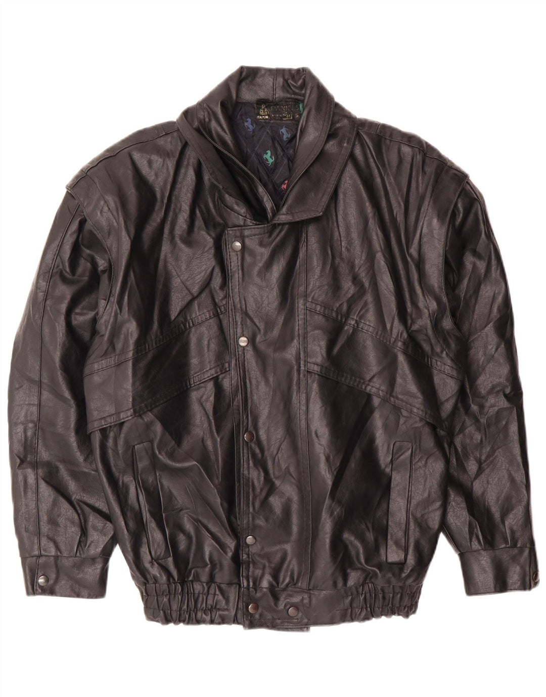 Giacca in pelle da uomo VINTAGE UK 36 piccola nera