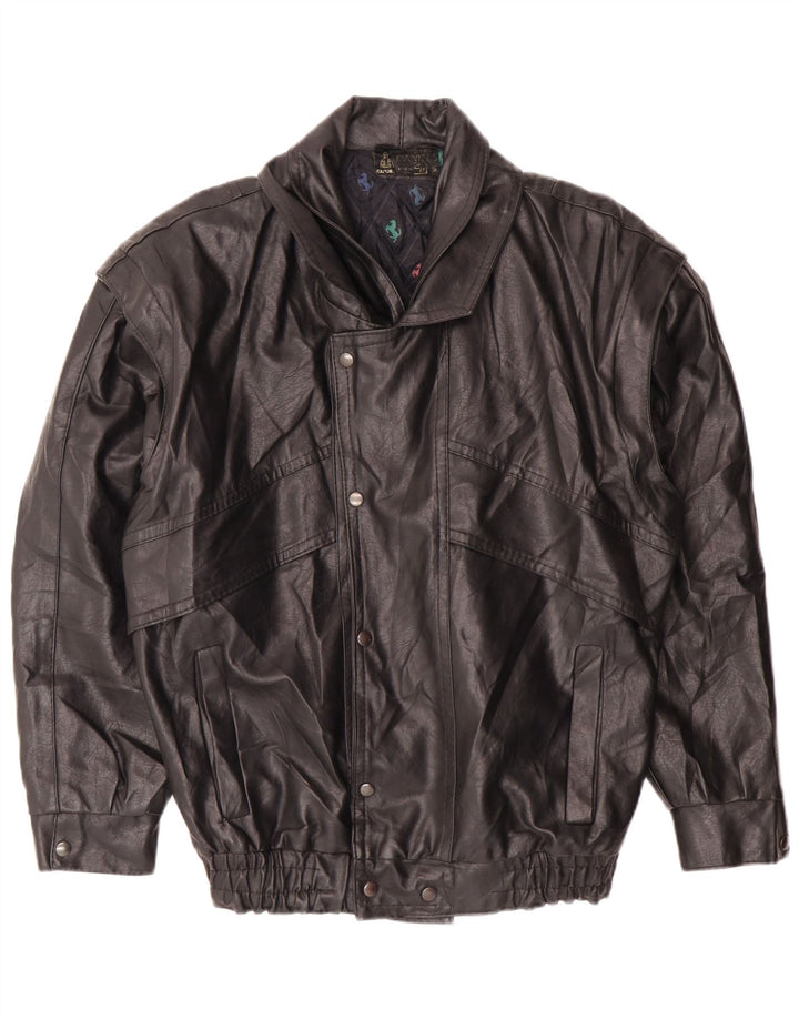 Giacca in pelle da uomo VINTAGE UK 36 piccola nera