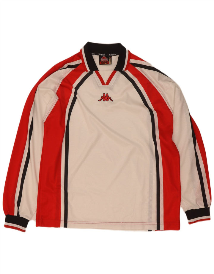 Top Kappa Gara da uomo a maniche lunghe XL in poliestere color block bianco