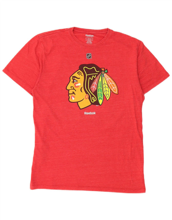 T-shirt grafica Reebok da uomo Chicago Blackhawks, grande, in poliestere rosso