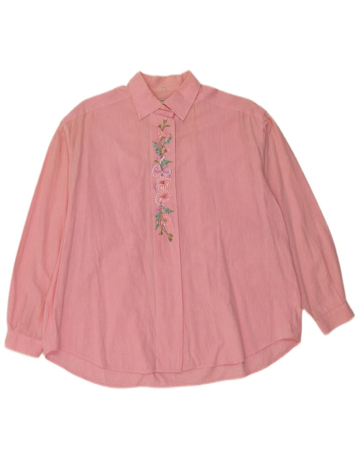 Camicetta Camicia Oversize da Donna Benetton IT 46 Large Cotone Floreale Rosa