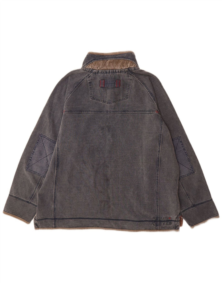 Felpa da uomo con zip e collo Fat Face, maglione XL, cotone grigio