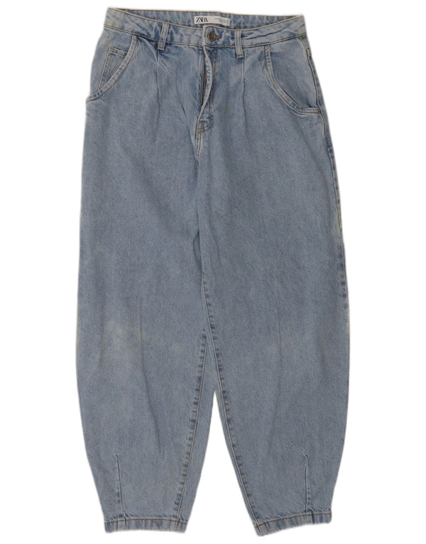 Jeans Zara da donna a vita alta con palloncino EU 36 XS W26 L27 cotone blu
