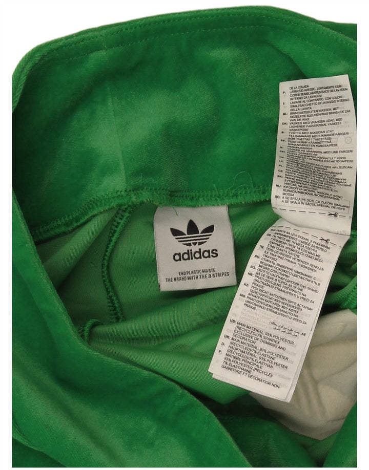 Pantaloni da tuta da donna in velluto svasato Adidas UK 12 poliestere verde medio
