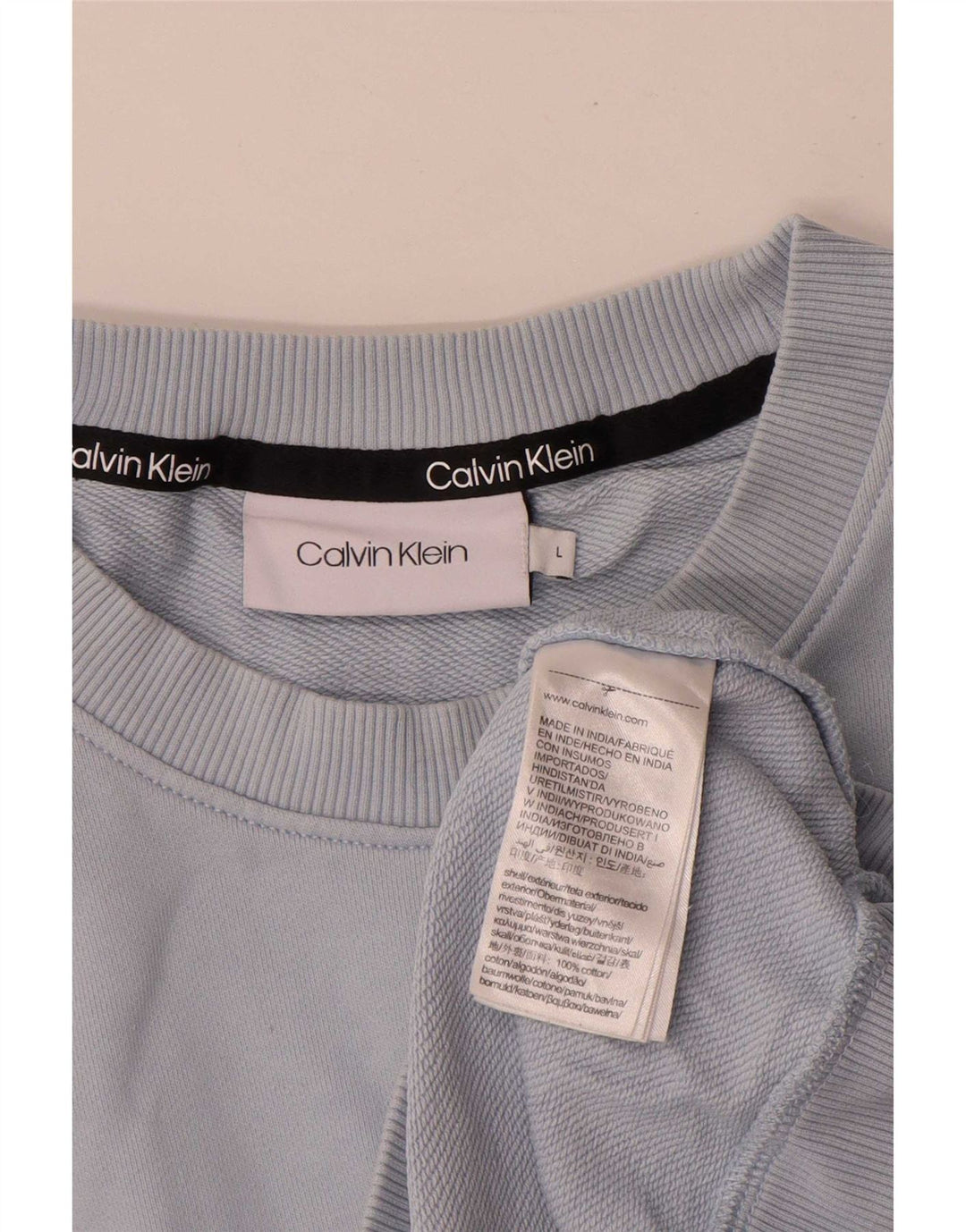 Felpa grafica da uomo Calvin Klein, maglione grande, cotone blu
