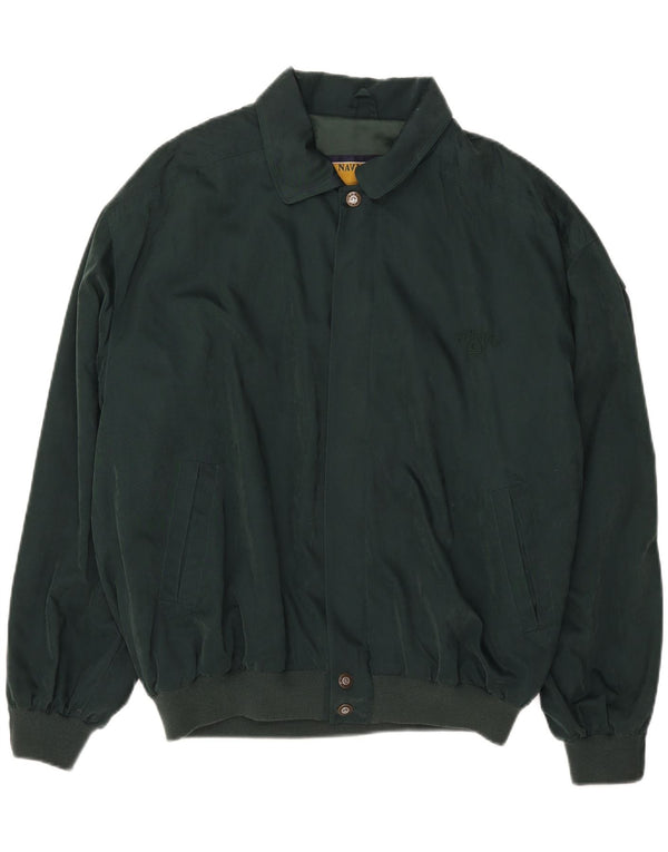 NAVIGARE Mens Bomber Jacket UK 42 XL Green Viscose