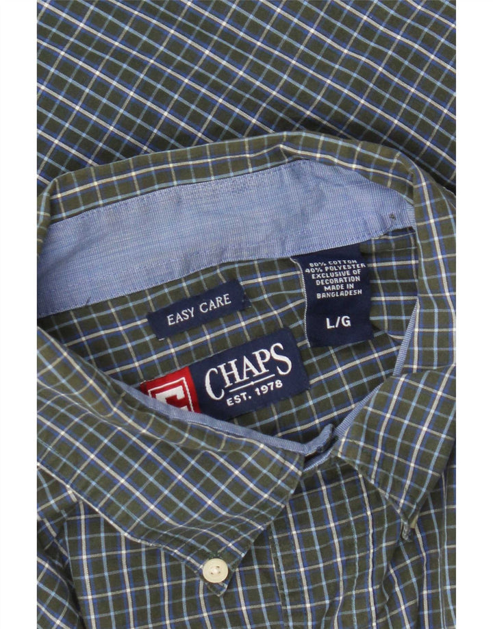 Chaps Camicia da uomo Easy Care, cotone a quadri verdi grandi