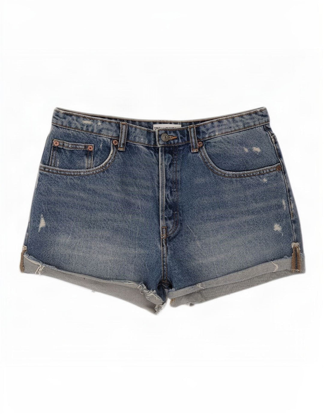 Pantaloncini in denim invecchiato Zara da donna EU 40 medi W30 blu
