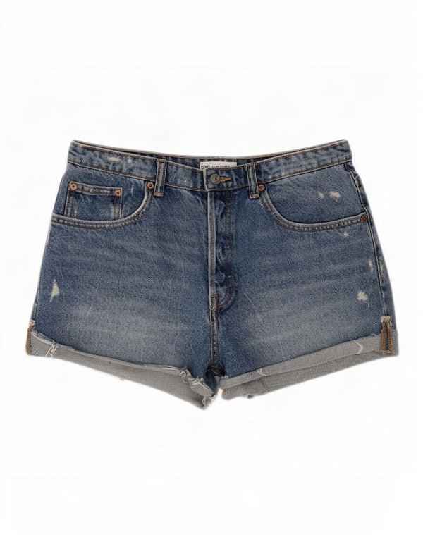 Pantaloncini in denim invecchiato Zara da donna EU 40 medi W30 blu
