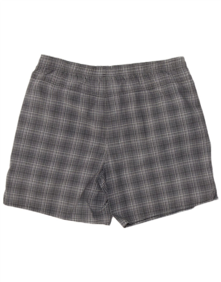 Pantaloncini da bagno da uomo ADIDAS grandi in poliestere a quadri grigi